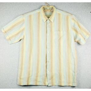 Bohio Mens‎ Short Sleeve Button Down 100% Linen Shirt XXL Pink Blue Colorblock